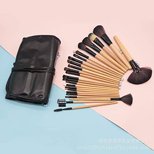 Maquillali Set profesional de 24 piezas brochas para maquillaje (Madera Original), Mejor regalo para Mamá