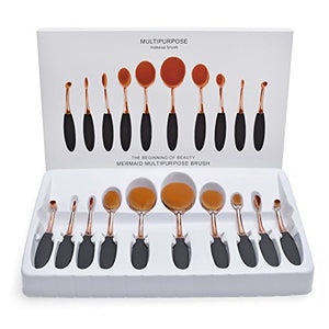 Maquillali Nuevo diseño Brocha Oval Profesional de Maquillaje con Mangos (Semi Golden).