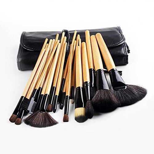 Maquillali Set profesional de 24 piezas brochas para maquillaje (Madera Original), Mejor regalo para Mamá