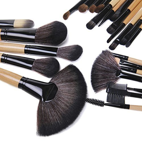 Maquillali Set profesional de 24 piezas brochas para maquillaje (Madera Original), Mejor regalo para Mamá