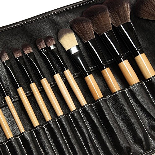 Maquillali Set profesional de 24 piezas brochas para maquillaje (Madera Original), Mejor regalo para Mamá