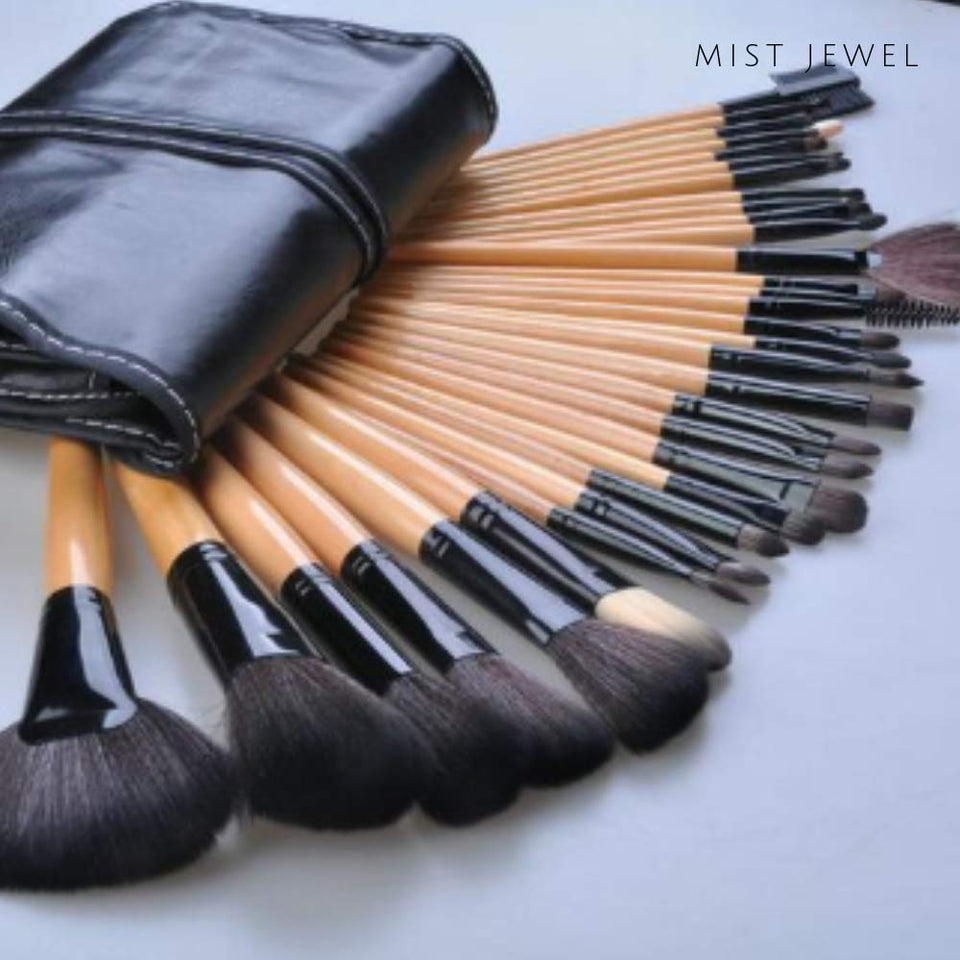 Kit Set de brochas de maquillaje profesional de 32 piezas | Base Makeup Professional, pinceles de madera, suaves brocha belleza mujer con estuche