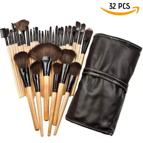 Kit Set de brochas de maquillaje profesional de 32 piezas | Base Makeup Professional, pinceles de madera, suaves brocha belleza mujer con estuche