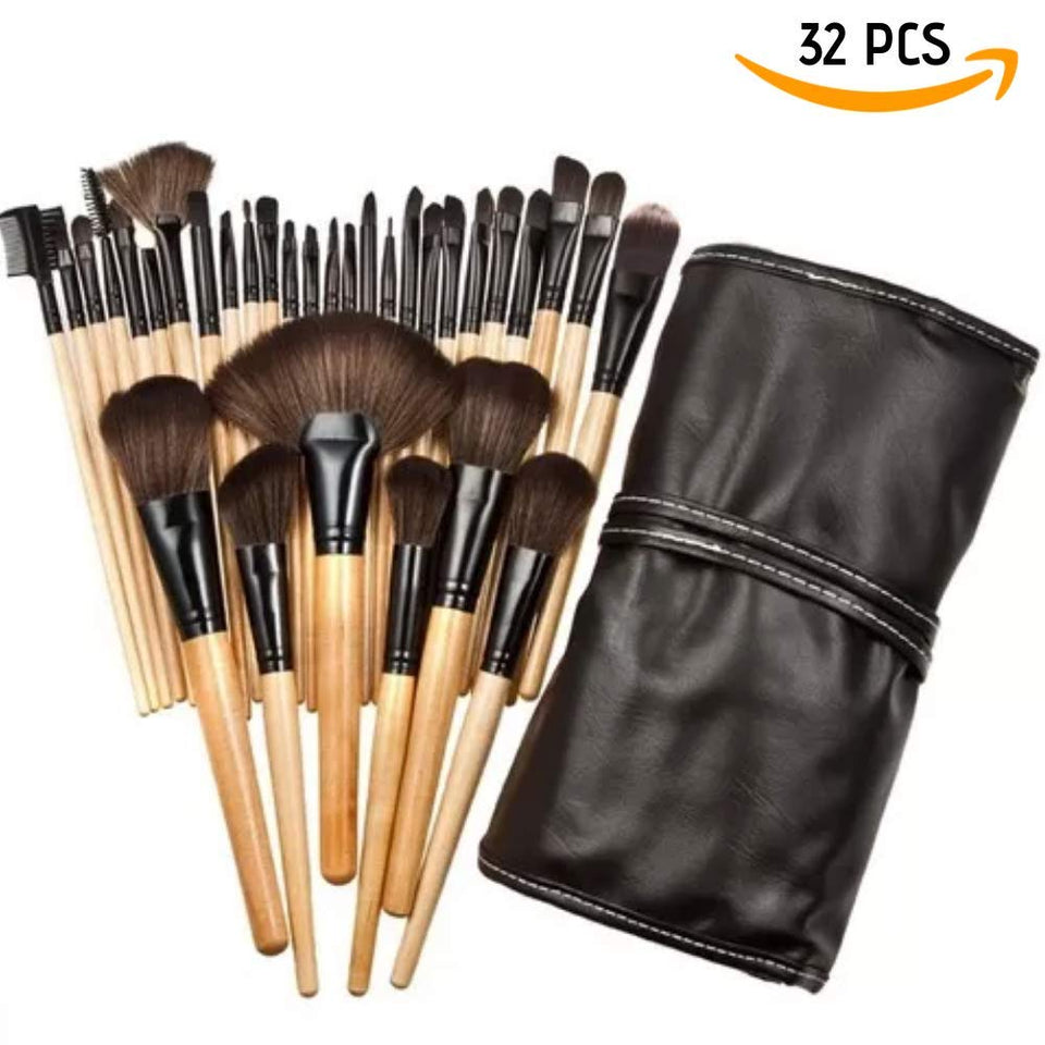 Kit Set de brochas de maquillaje profesional de 32 piezas | Base Makeup Professional, pinceles de madera, suaves brocha belleza mujer con estuche