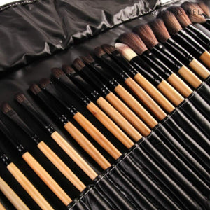 Kit Set de brochas de maquillaje profesional de 32 piezas | Base Makeup Professional, pinceles de madera, suaves brocha belleza mujer con estuche