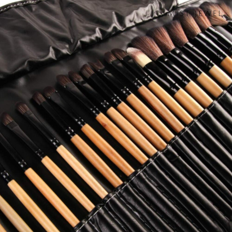 Kit Set de brochas de maquillaje profesional de 32 piezas | Base Makeup Professional, pinceles de madera, suaves brocha belleza mujer con estuche