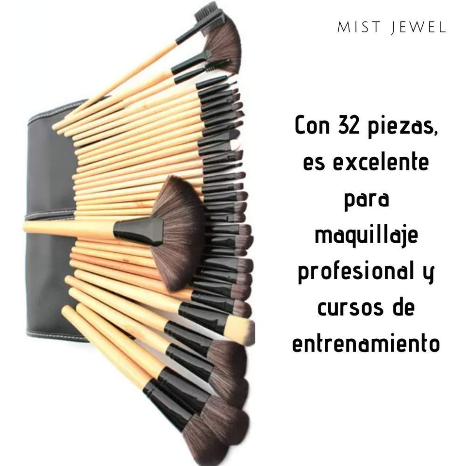 Kit Set de brochas de maquillaje profesional de 32 piezas | Base Makeup Professional, pinceles de madera, suaves brocha belleza mujer con estuche