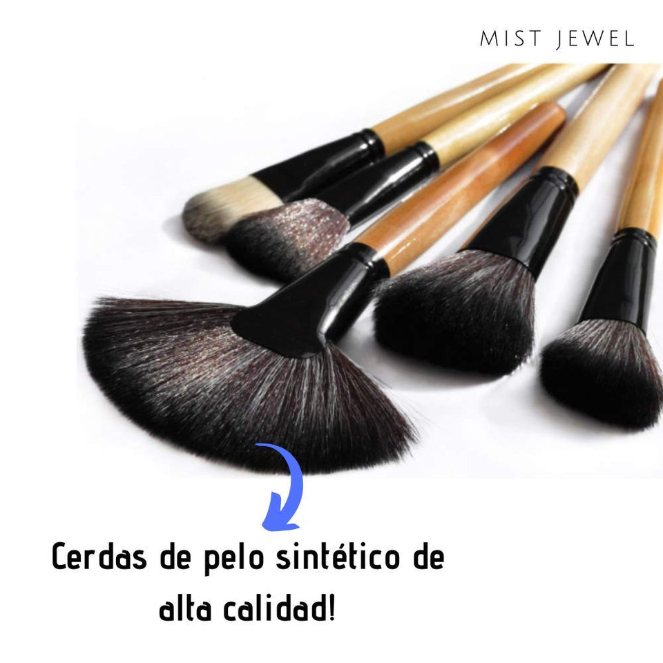 Kit Set de brochas de maquillaje profesional de 32 piezas | Base Makeup Professional, pinceles de madera, suaves brocha belleza mujer con estuche