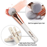 MAANGE Brochas de Maquillaje Pinceles Suavecitas Sintéticos 8 brochas profesionales Brochas para sombra de ojos y rostro Blush Brushes con bolsa de cosméticos（Blanco Oro)