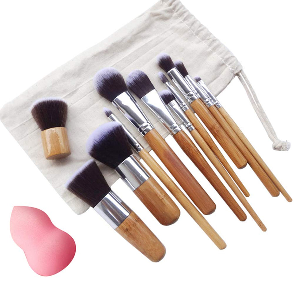 okasis Pinceles de maquillaje, Kit de brochas de maquillaje profesional de 12 piezas set,Base Maquillaje Professional,Suaves Brochas de maquillaje con bolsa de almacenamiento (12 Piezas)