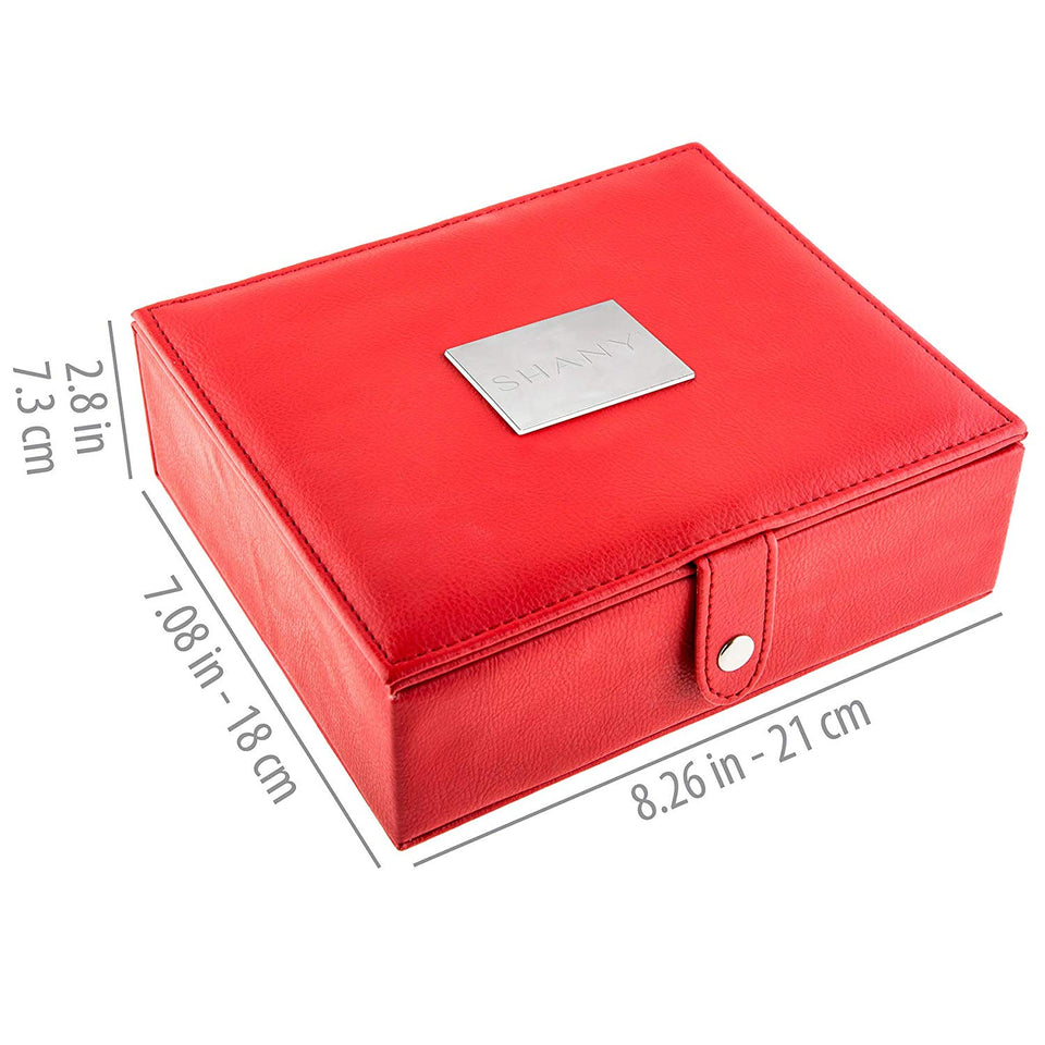 SHANY Vanity Vox 15 Piece Premium Cosmetics Brush Set with Stylish Storage Box and Stand, Red