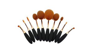 Maquillali Nuevo diseño Brocha Oval Profesional de Maquillaje con Mangos (Semi Golden).