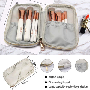MAANGE Brochas de Maquillaje Pinceles Suavecitas Sintéticos 8 brochas profesionales Brochas para sombra de ojos y rostro Blush Brushes con bolsa de cosméticos（Blanco Oro)