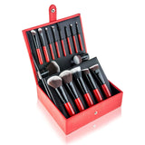 SHANY Vanity Vox 15 Piece Premium Cosmetics Brush Set with Stylish Storage Box and Stand, Red