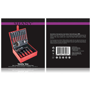 SHANY Vanity Vox 15 Piece Premium Cosmetics Brush Set with Stylish Storage Box and Stand, Red
